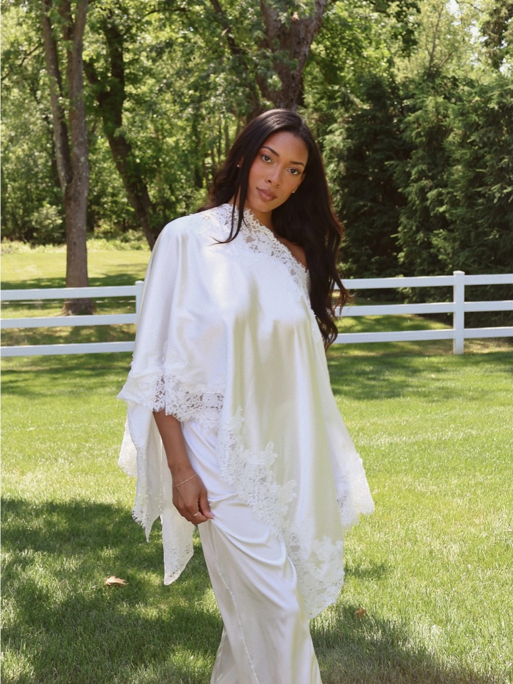 Waverles Emory Cape Top (satin lace top)